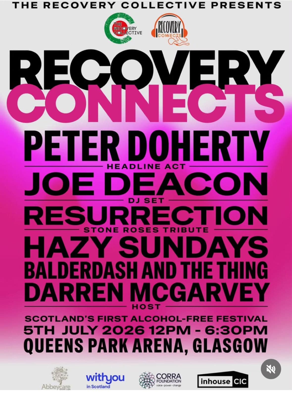 The Recovery Connects line-up poster.